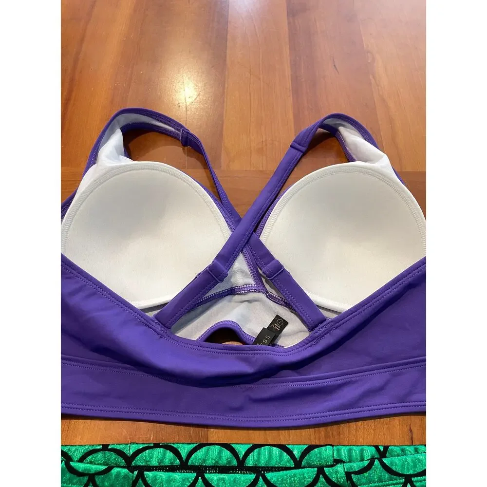 Disney Princess Ariel Bikini Set Purple Shell Top Green Scale High Waisted Sz 1x - Picture 3 of 14